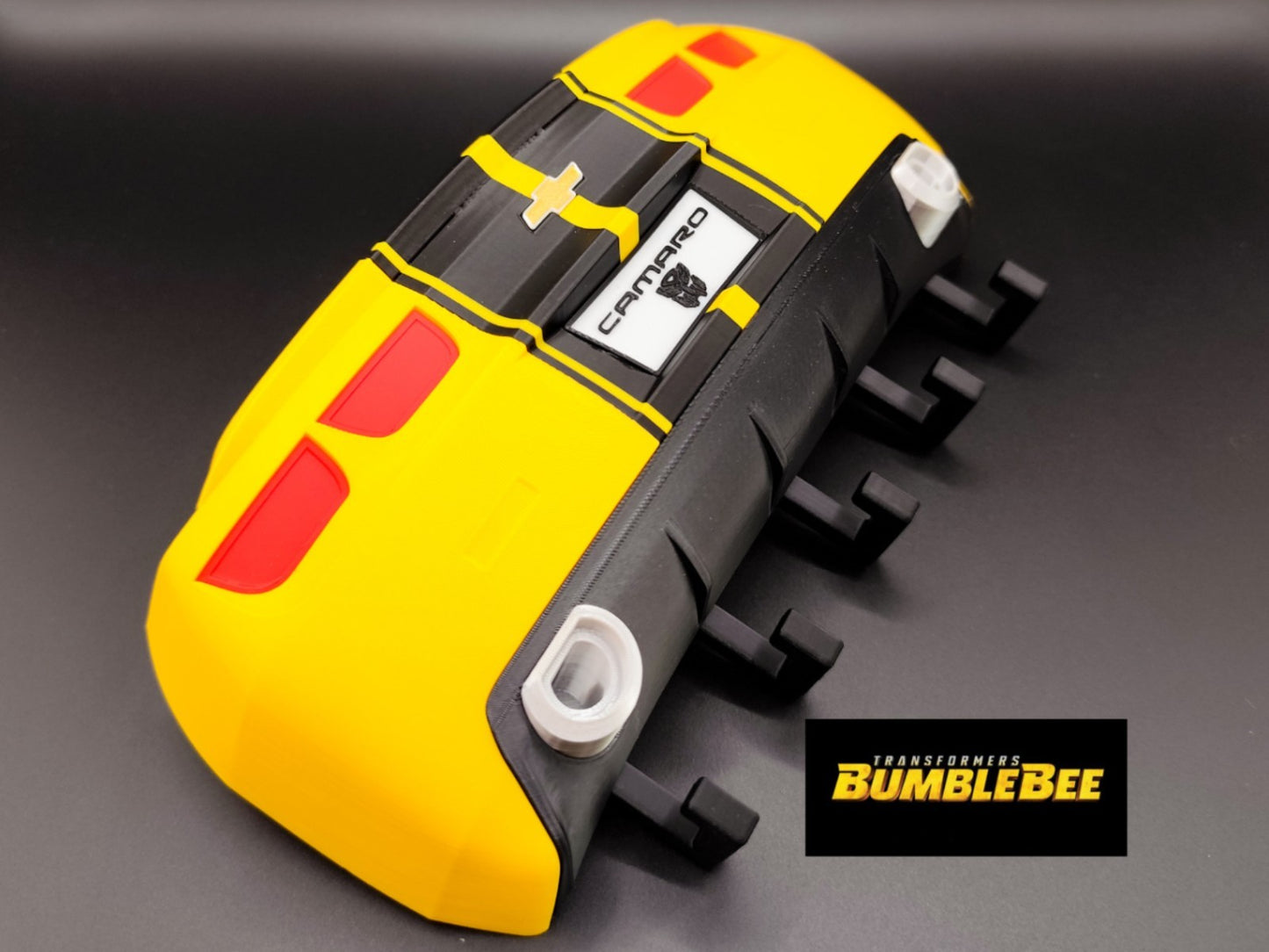 Retro Sports Car Key Holder – Yellow Black Wall Mount with Hooks – Tail Light In