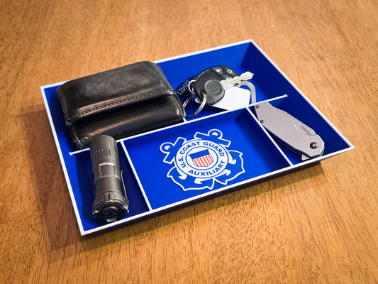 USCG Auxiliary EDC Dump Tray 3D Printed Valet Desk Organizer Nightstand Catchall