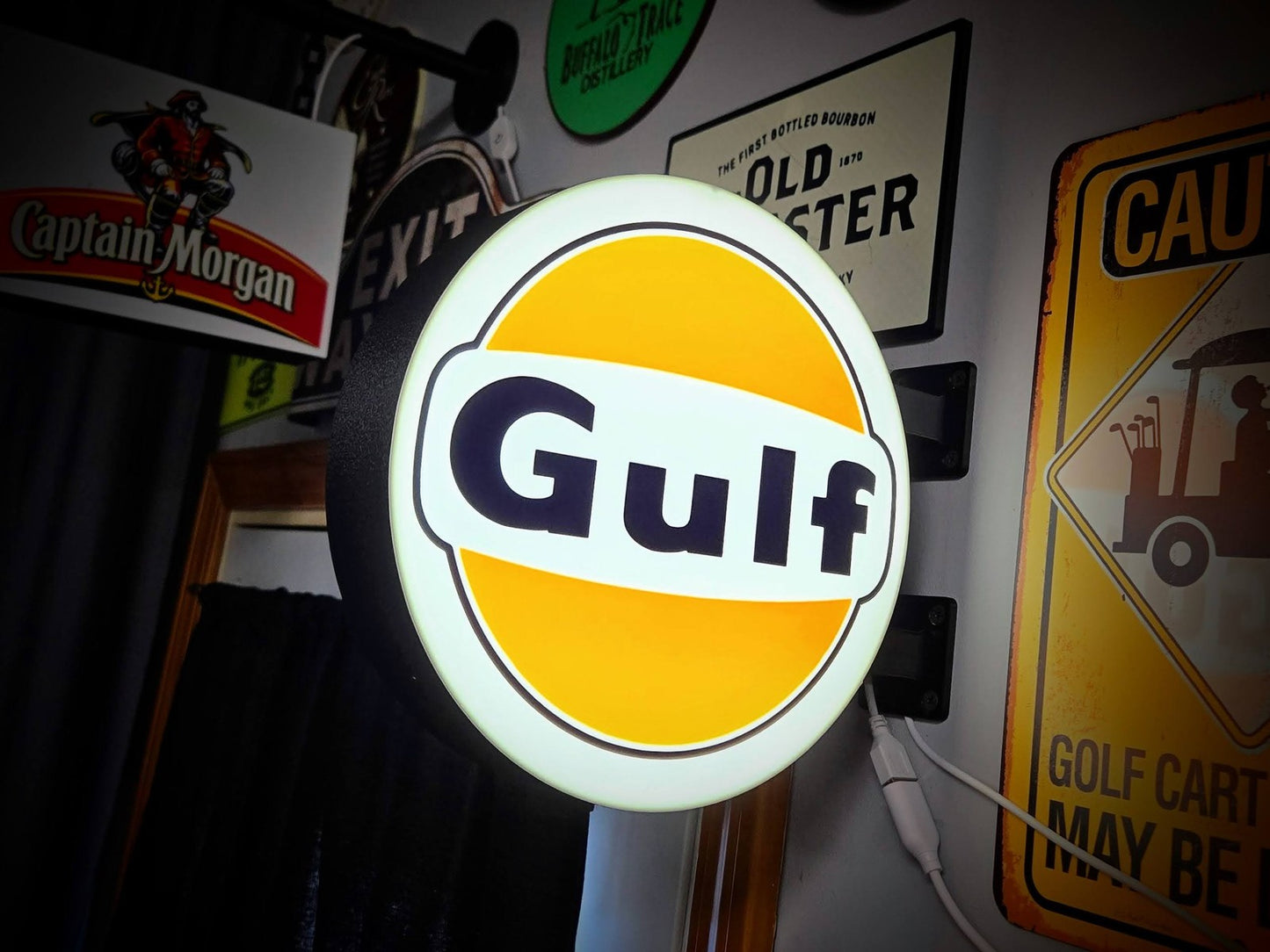 Gulf Oil 12 Inch Light Box LED Sign 3D Printed Wall Decor Man Cave Garage