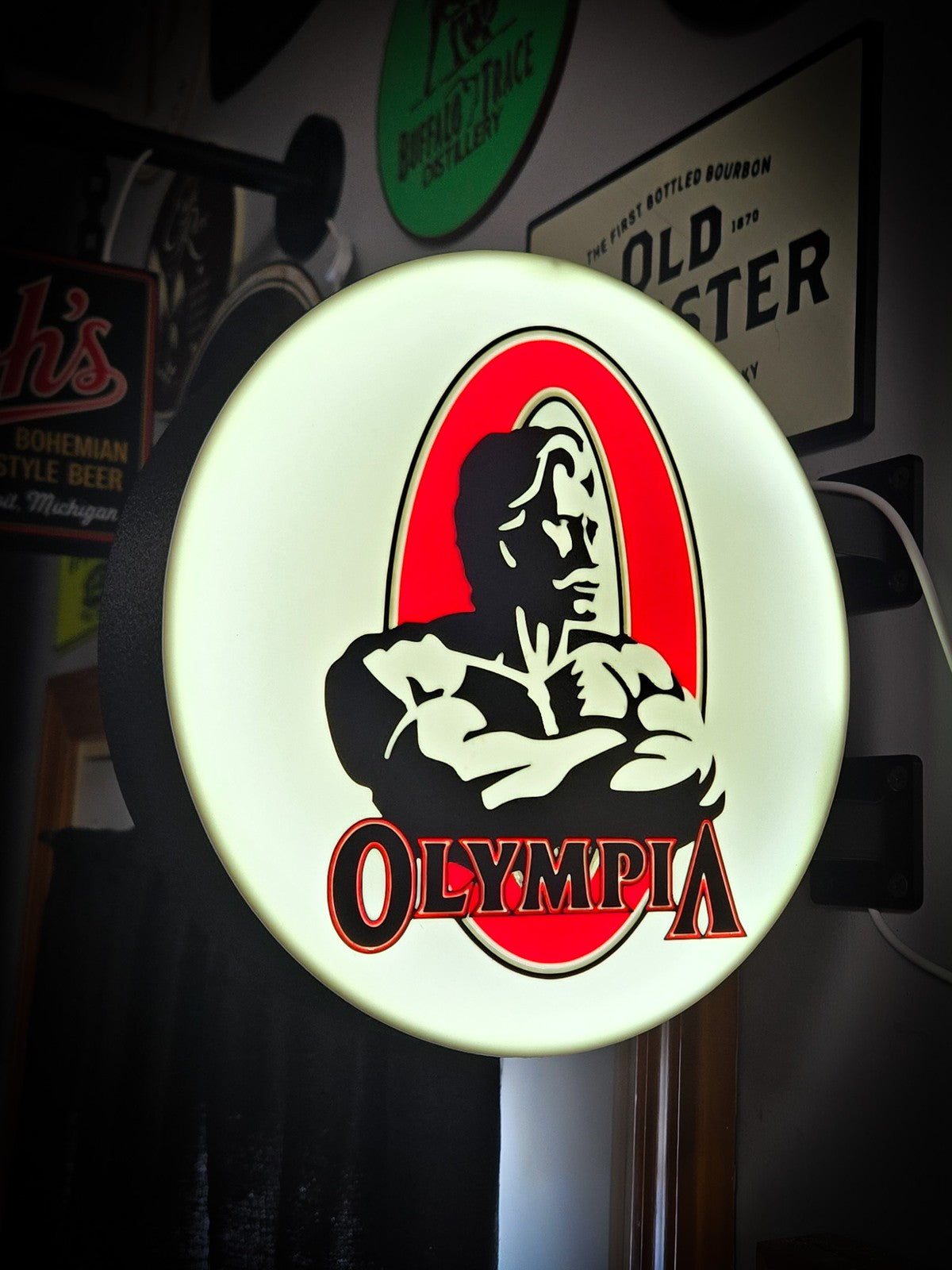 MR OLYMPIA GYM 12 Inch Light Box LED Sign 3D Printed Wall Decor Man Cave Garage