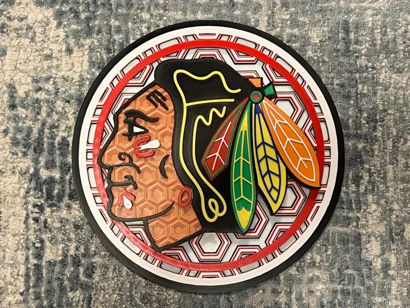 Chicago Blackhawks Wall Art Or Display 3D printed Dimensional Mosaic