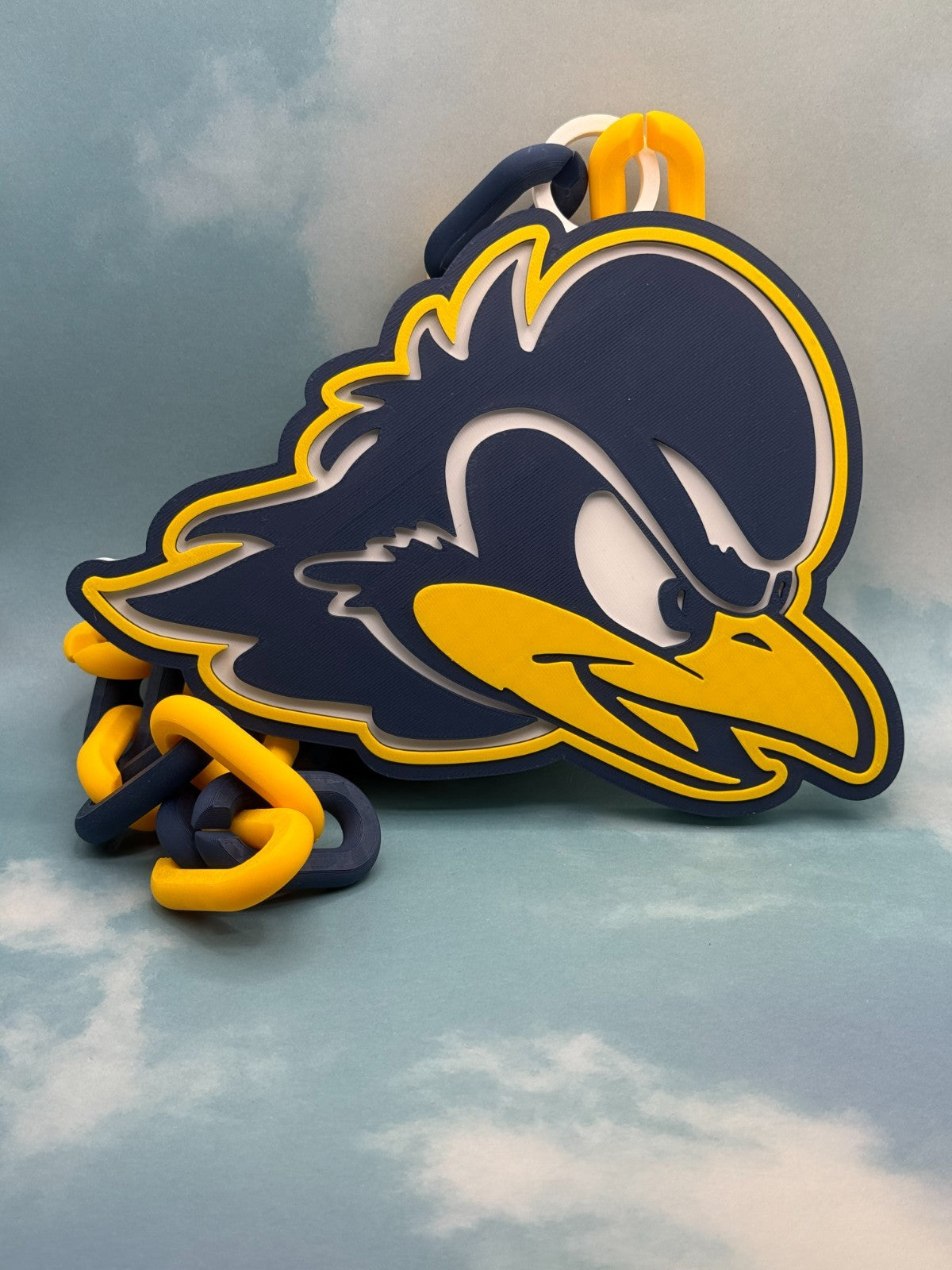Delaware Blue Hens Logo Oversized Necklace, Pendant Chain