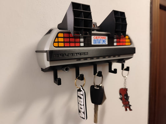 Retro Time Machine Inspired Key Holder – Sci-Fi Car Wall Mount Organizer with Ho