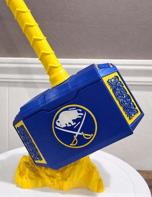 13” Buffalo Sabres Thor Hammer & Rock Stand NHL New York Hockey Sports Gift
