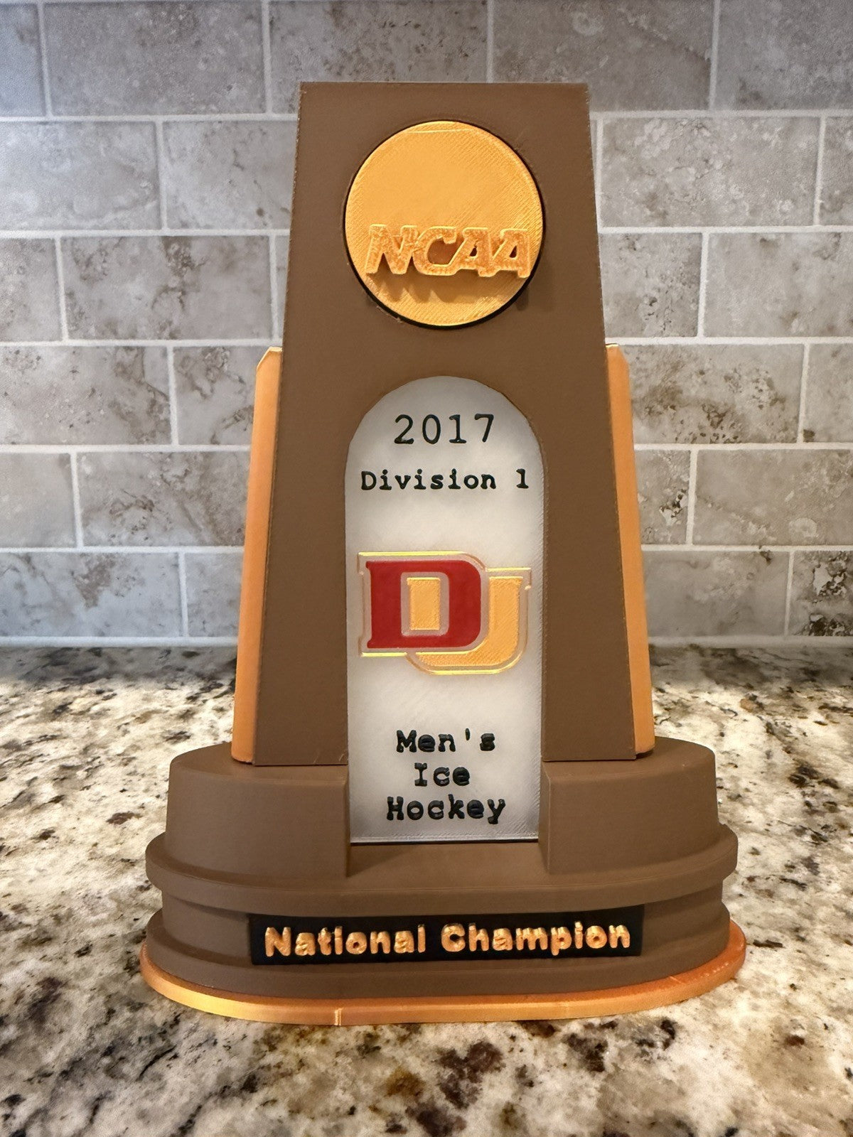 Denver pioneers 2017 hockey national championship trophy 3d printed custom