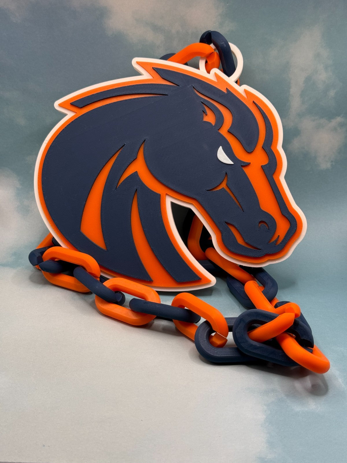 Boise State Broncos Logo Oversized Necklace Pendant Chain Handmade 3D Printed