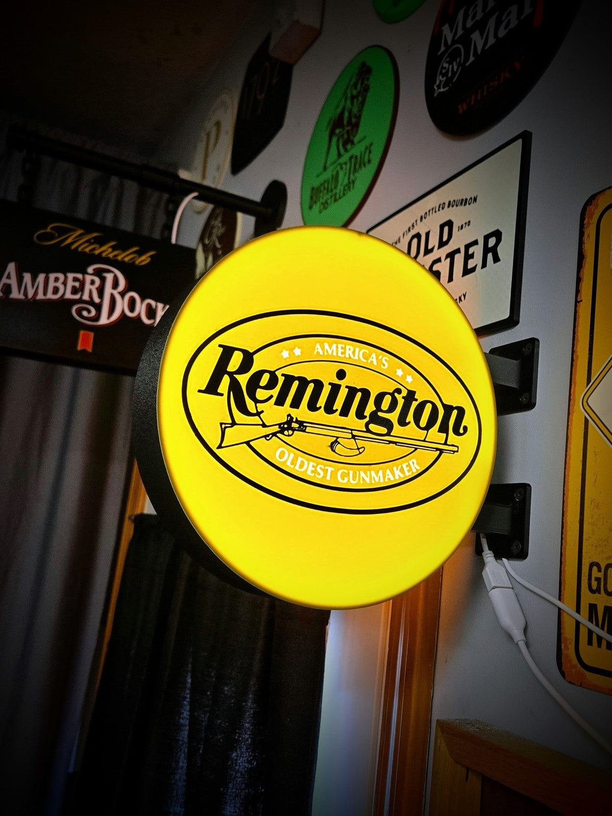 REMINGTON 12 Inch Light Box LED Sign 3D Printed Wall Decor Man Cave Garage