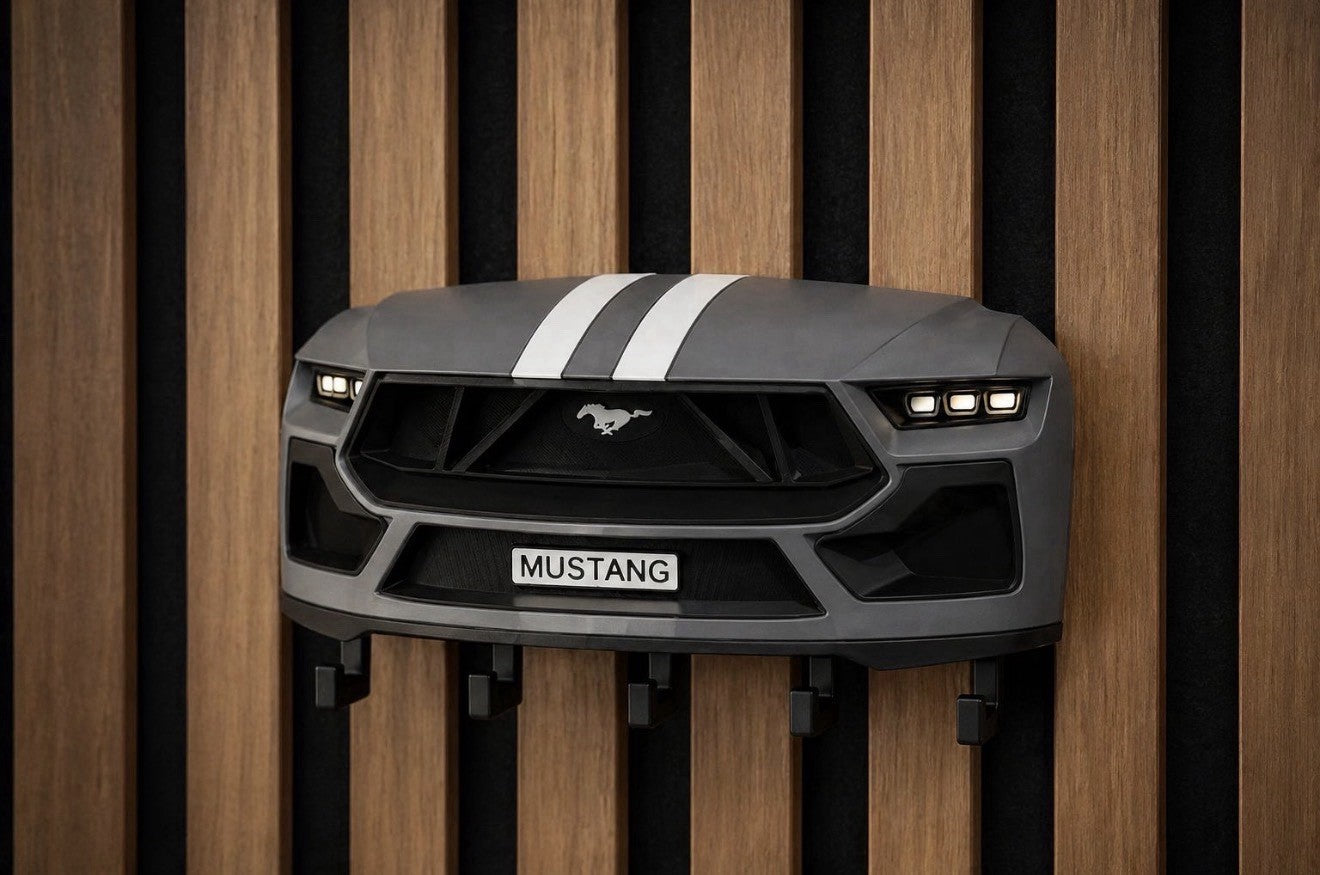 3D Printed Mustang Front Grill Wall Key Holder - Custom Modern Car Decor
