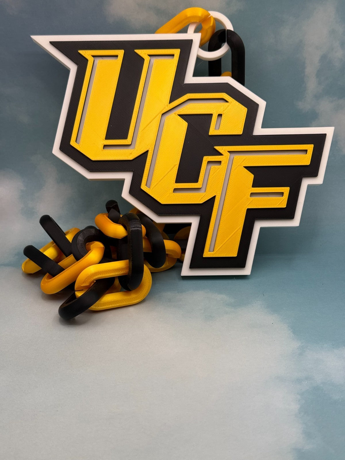 UCF Knights Fan Chain Necklace 3D Printed NCAA Big Logo Turnover Chain Black Go