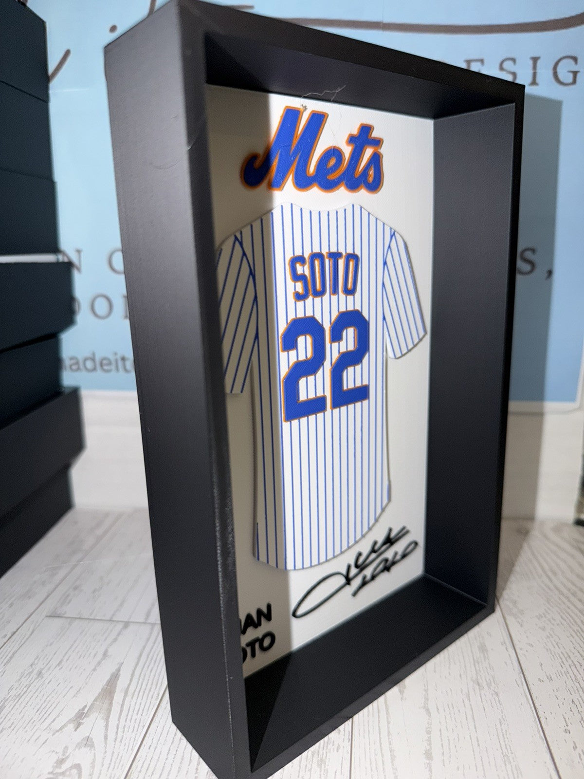 Baseball-J Soto Inspired Mets Jersey Display 3D Printed Wall or Desktop Decor