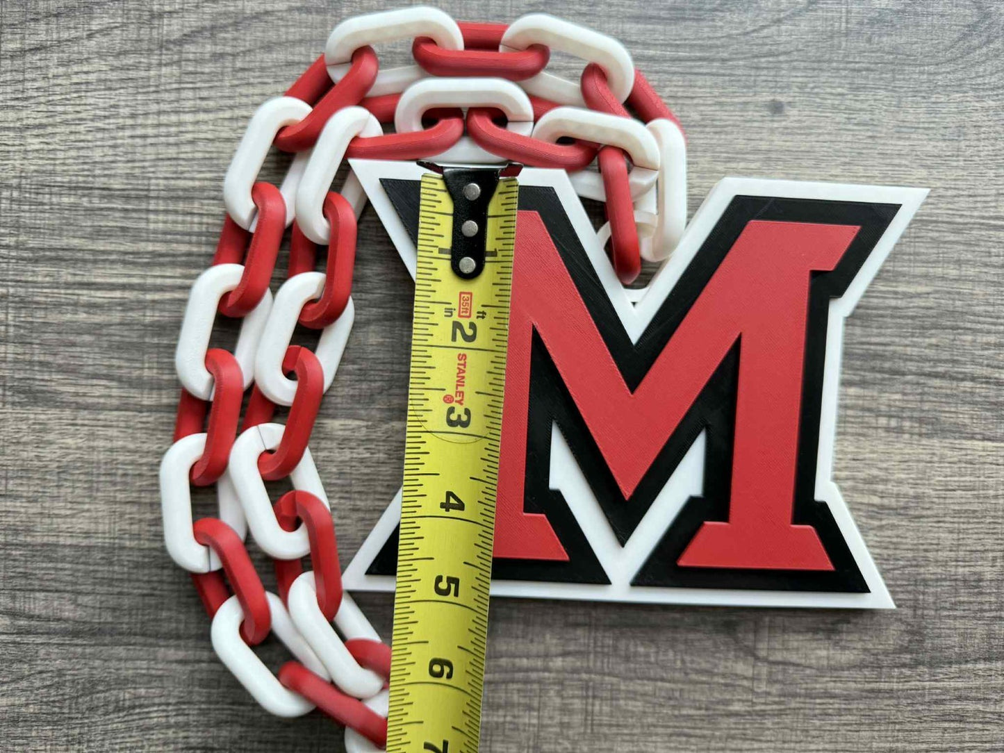 Miami (OH) RedHawks Logo Oversized Necklace, Hype Chain [Made To Order]