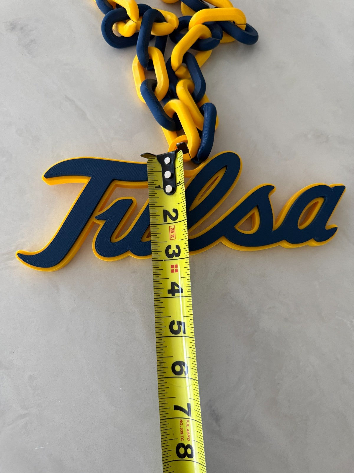 Tulsa Golden Hurricane Oversized Necklace Turnover Chain HandMade 3D Printed