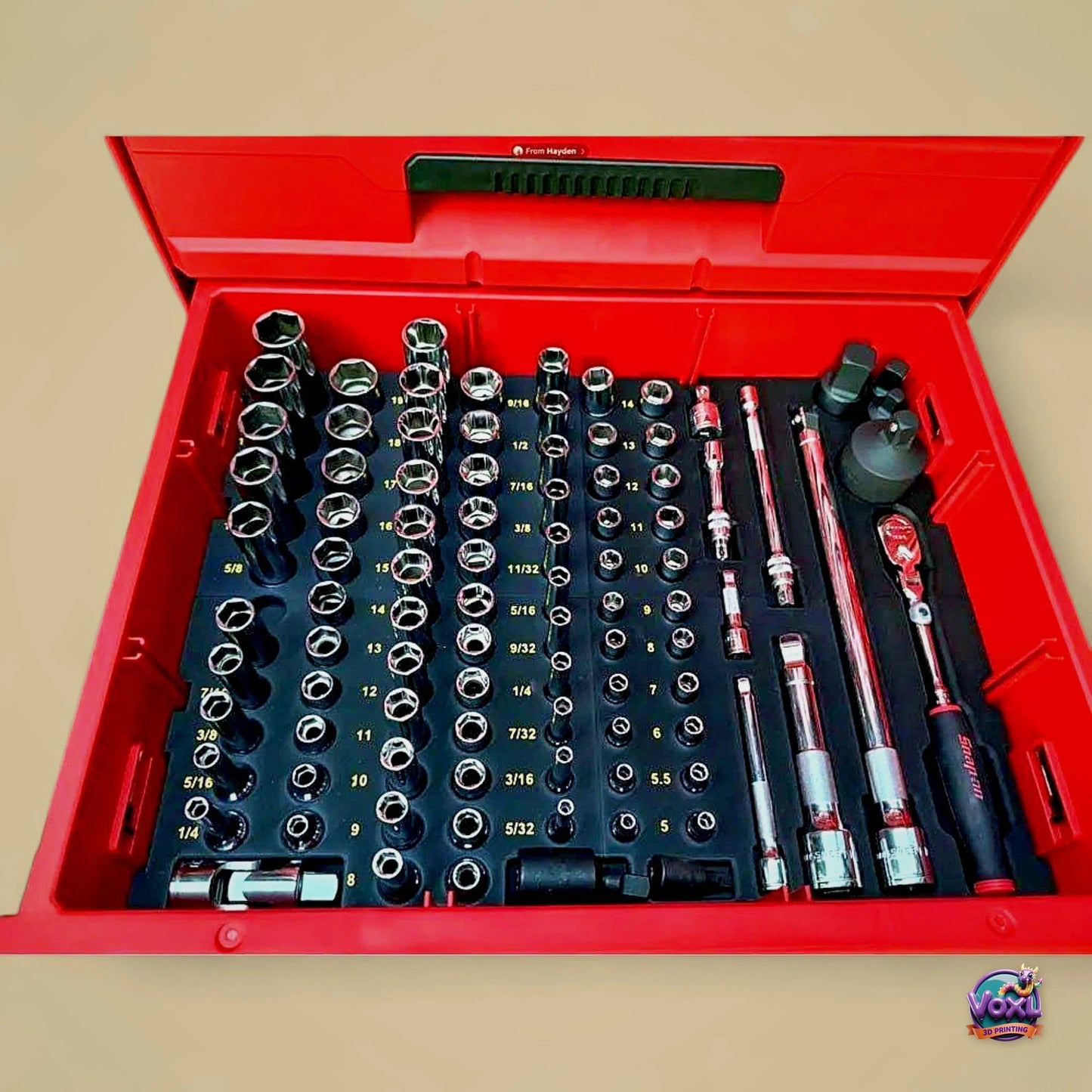 3D Printed Socket Organizer For Packout 3-Drawer, SAE Mechanic Tool Insert