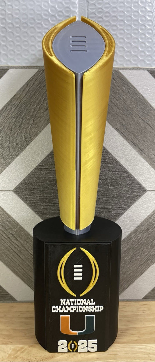 Miami Hurricanes 2025 Season 14-in Cfp National Championship Trophy 3-D Printed