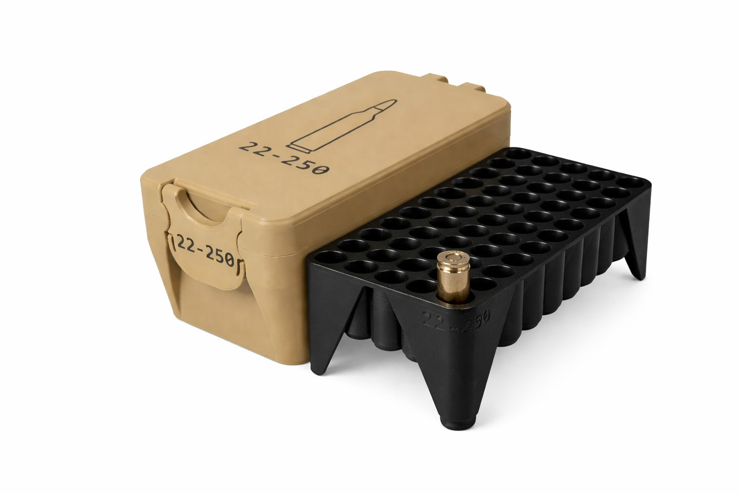 22-250 Rem Ammo Box – 50 Rounds - Snap Close Storage Box | Fully Customizable