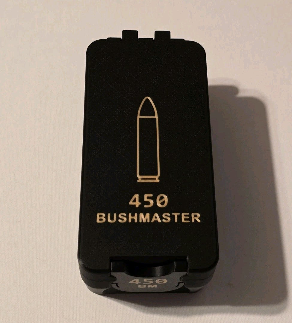 450 Bushmaster Ammo Box Snap Lock 40 rd 3D Printed Storage Black Gold Pla