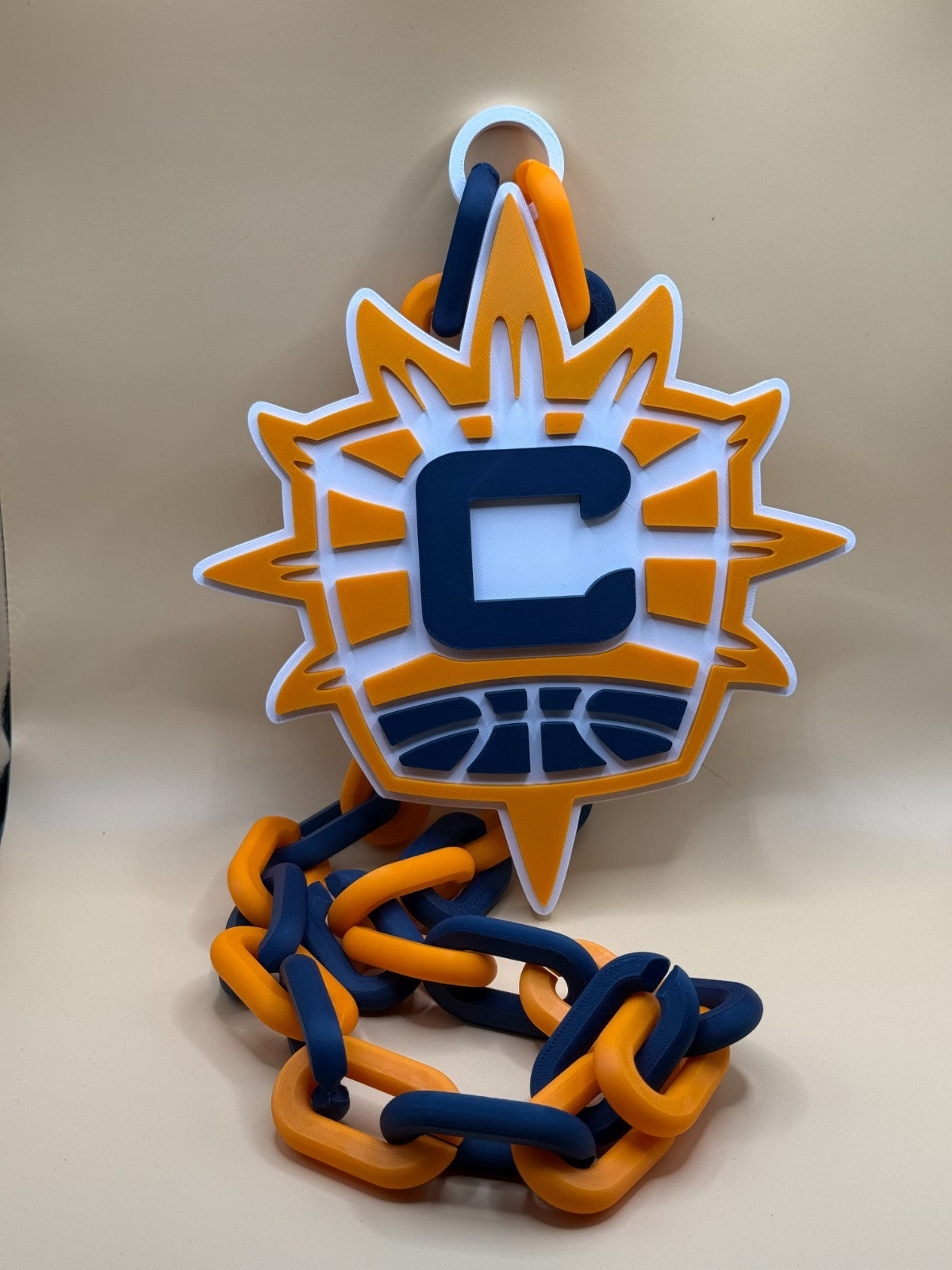 Connecticut Sun Oversized Necklace, Hype Turnover Chain WNBA HandMade 3D Printed
