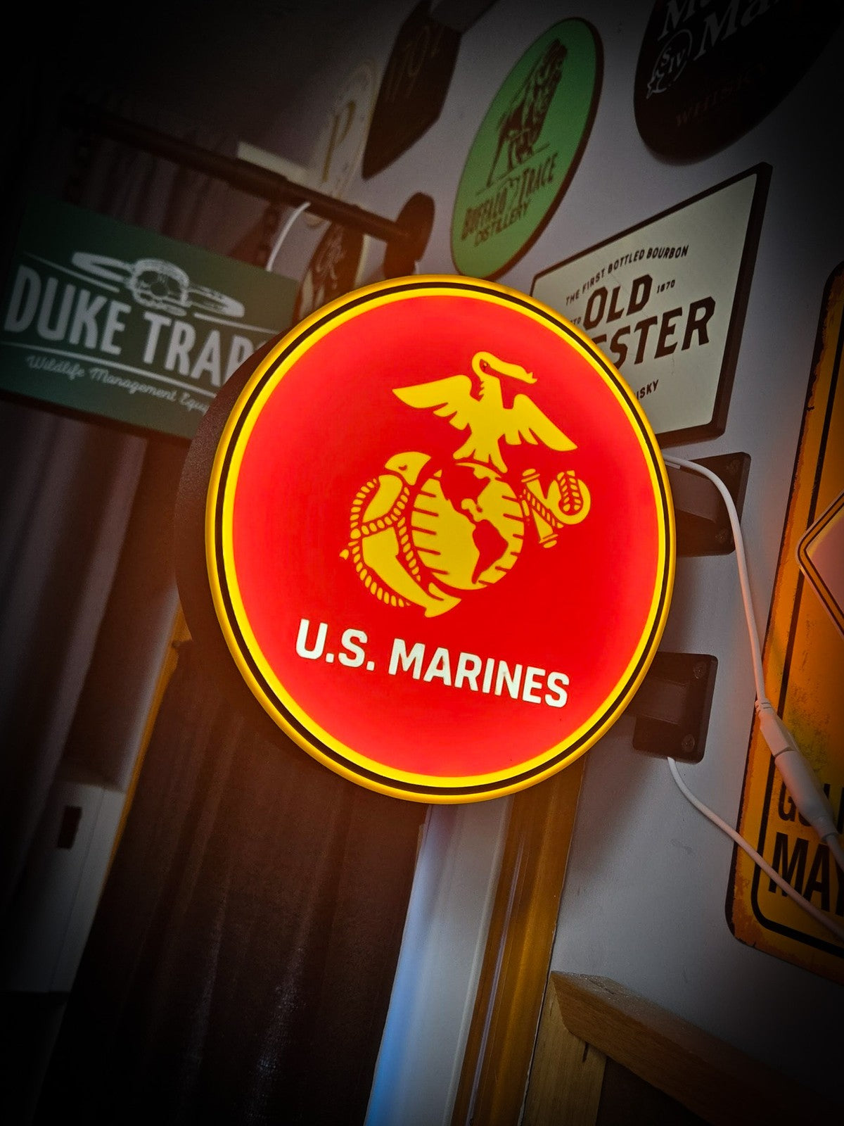 U.S. MARINES 12 Inch Light Box LED Sign 3D Printed Wall Decor Man Cave Garage