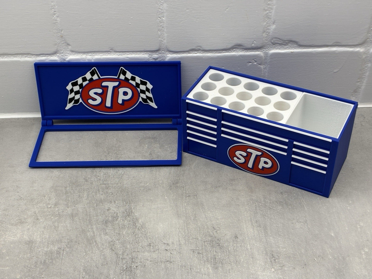 STP Oil Racing Toolbox desk organizer pen