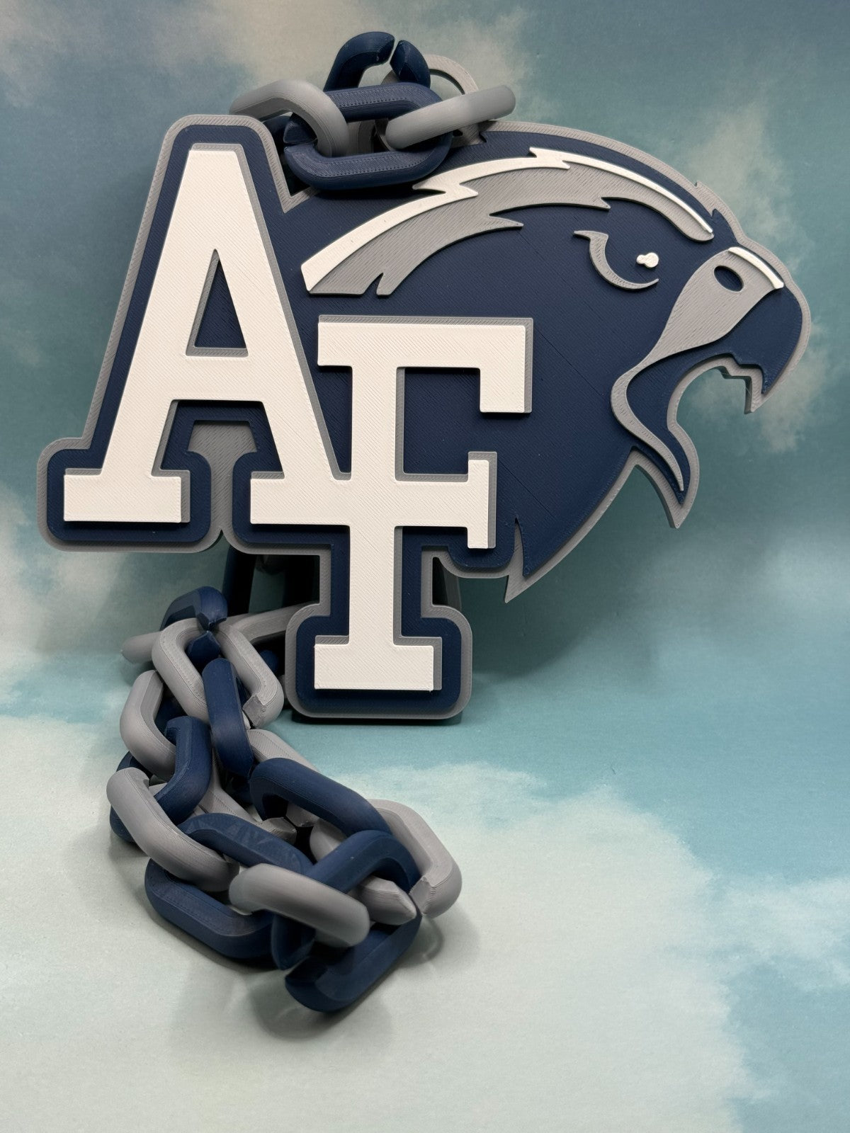 Air Force Falcons Logo Oversized Necklace  Turnover Chain HandMade 3D Printed