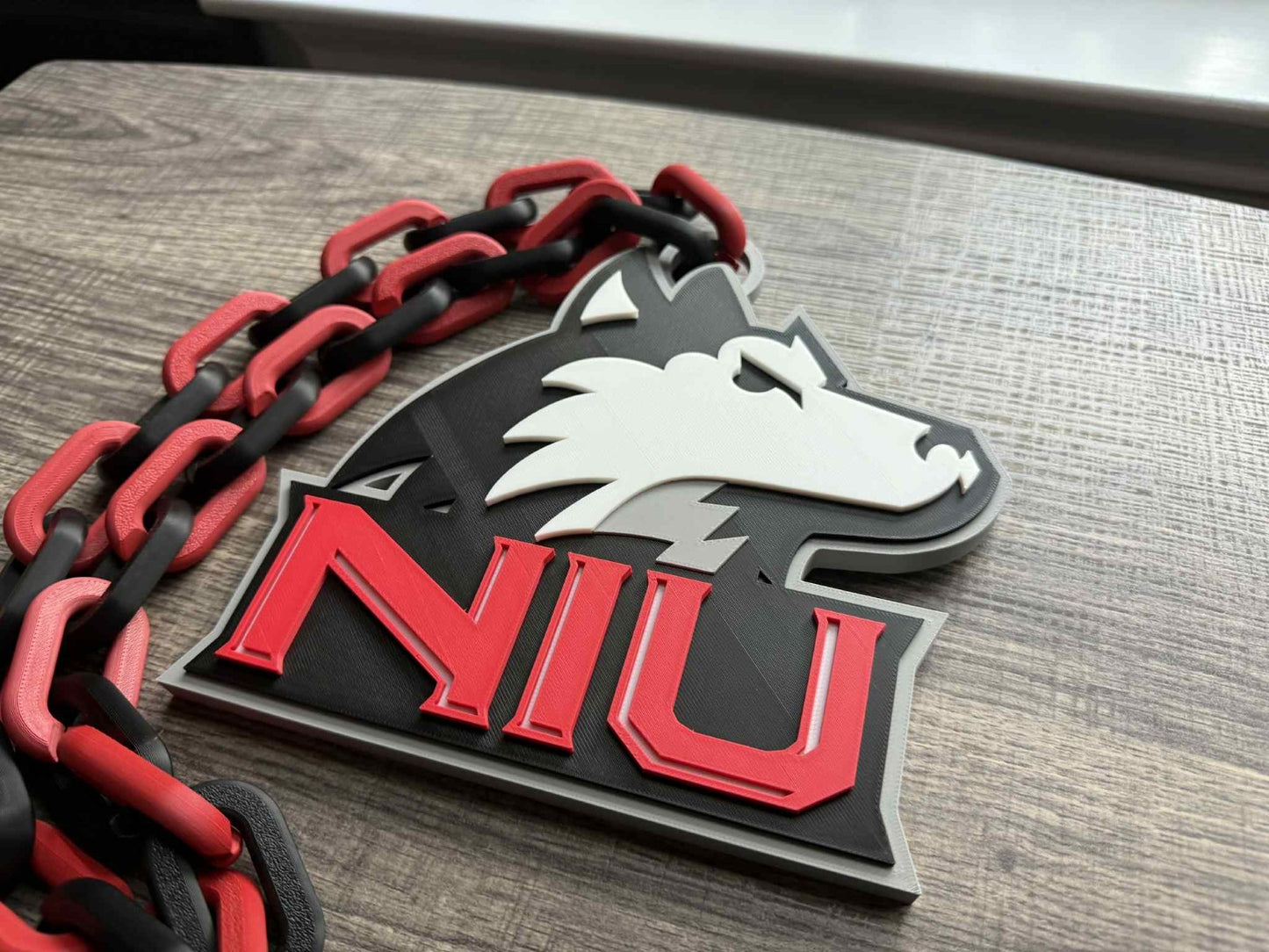 Northern Illinois Huskies Logo Oversized Necklace, Pendant Chain [Made To Order]