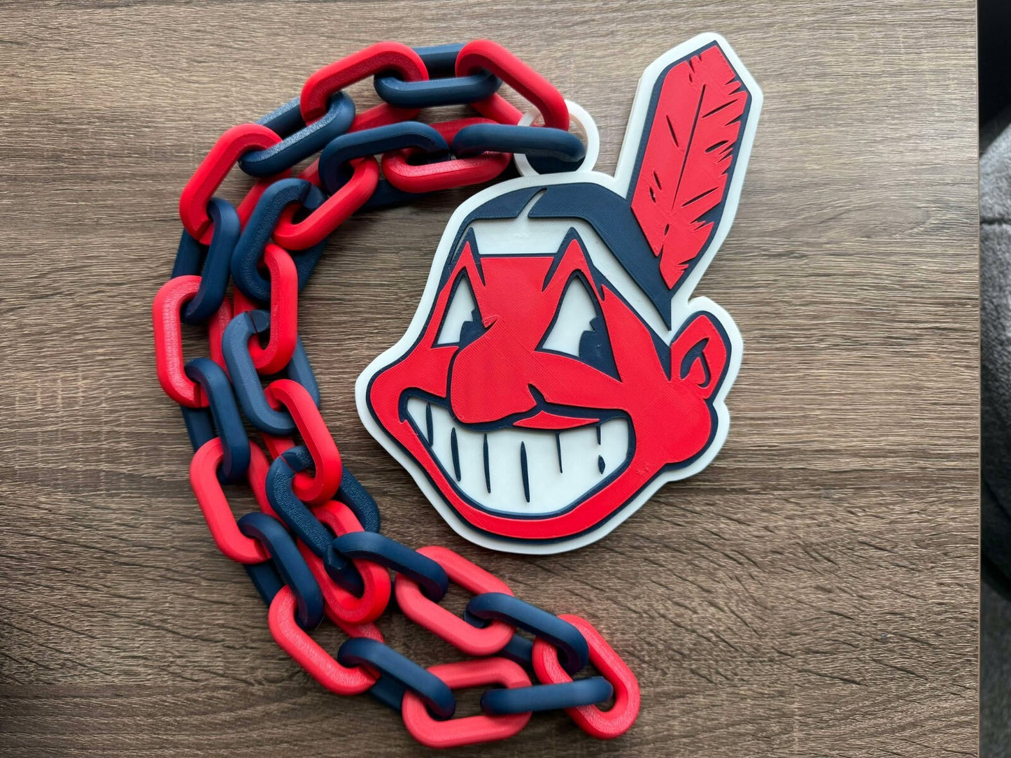 Cleveland Indians Chief Wahoo Oversized Necklace, Pendant Chain [Made to Order]