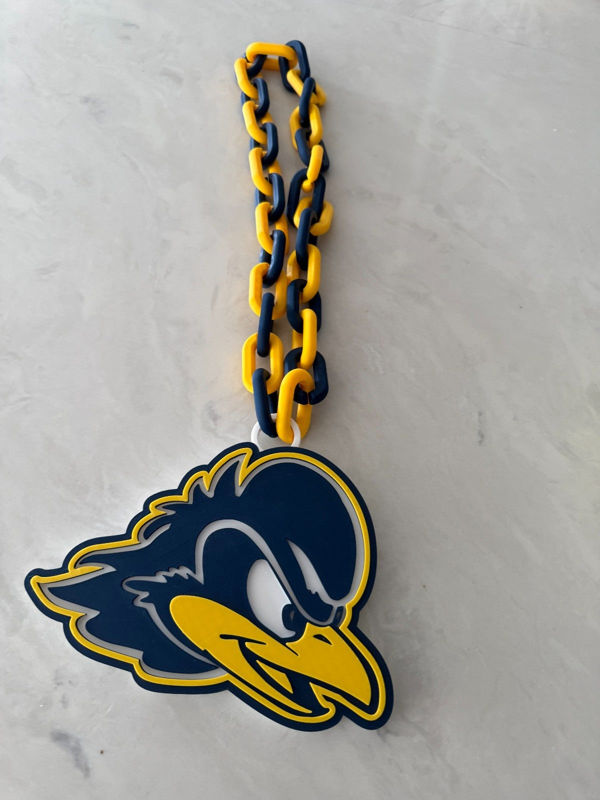 Delaware Blue Hens Logo Oversized Necklace, Pendant Chain