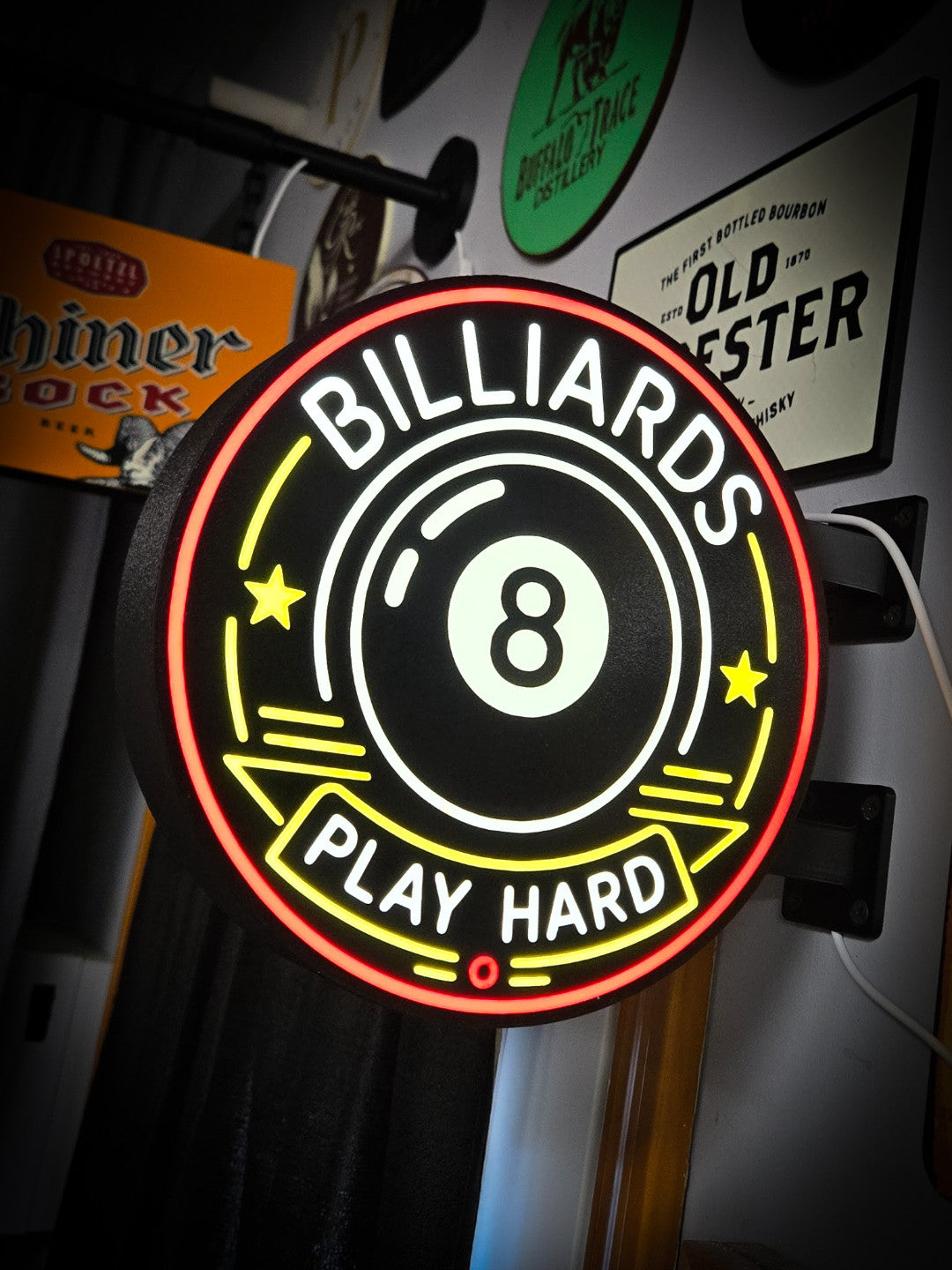 BILLIARDS 4 Color 12 Inch Light Box LED Sign 3D Printed Wall Decor Man Cave