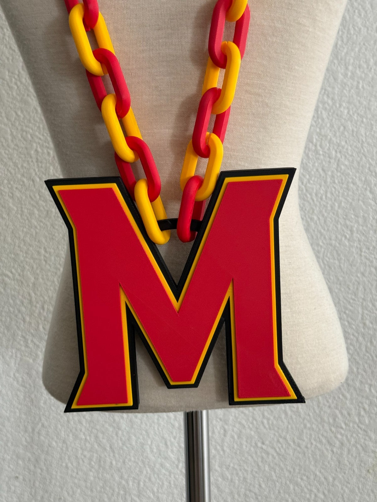 Maryland Terrapins Logo Oversized Necklace Pendant Chain Handmade 3D Printed