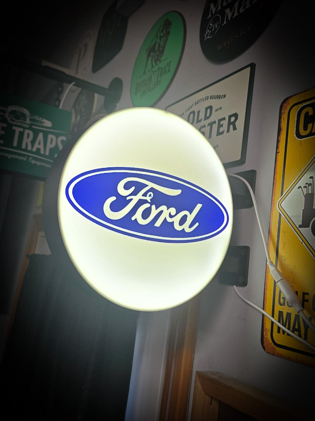 FORD Oval 12 Inch Light Box LED Sign 3D Printed Wall Decor Man Cave Garage