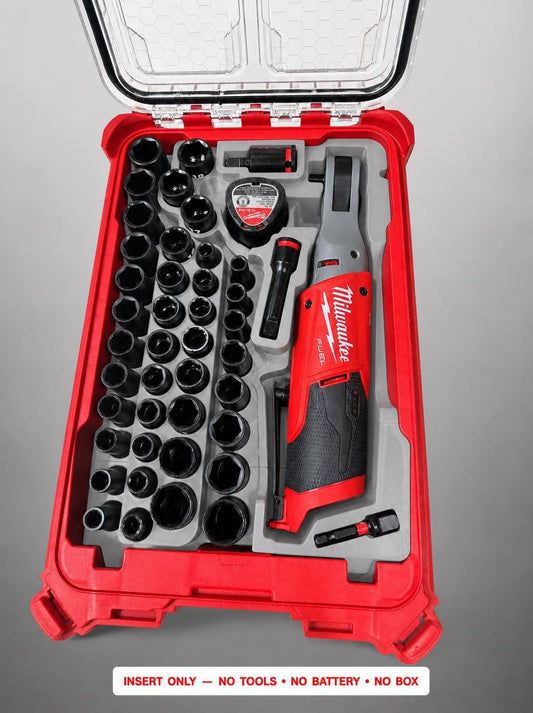 Milwaukee Packout Insert for M12 Fuel 3/8 Ratchet+43pc Socket| 3D Printed
