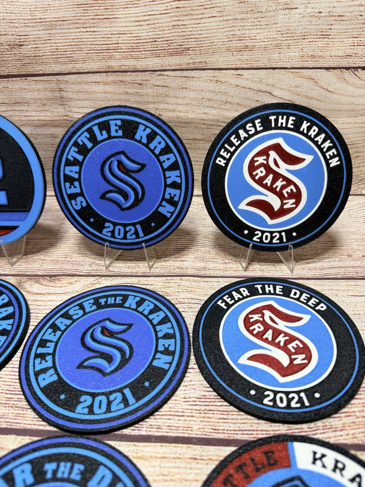 Seattle Kraken Custom Drink Coasters Set Of 4 With Holder