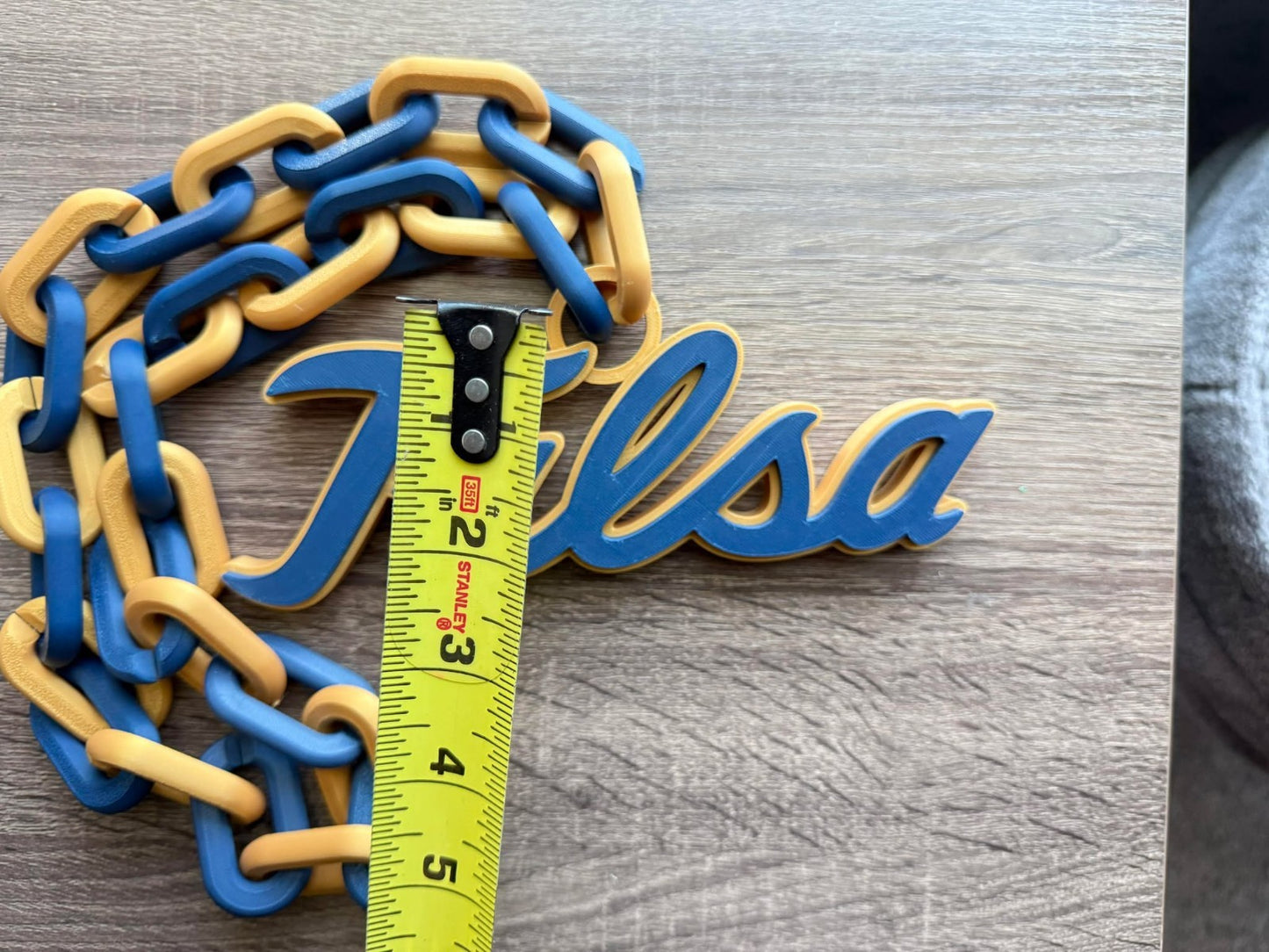 Tulsa Golden Hurricane Oversized Necklace, Pendant Chain
