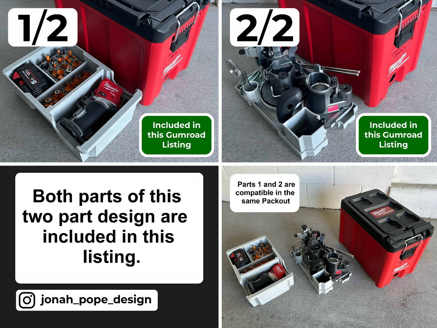 Milwaukee Packout Top & Bottom Insert for M18 Compact Router  (Insert Only)