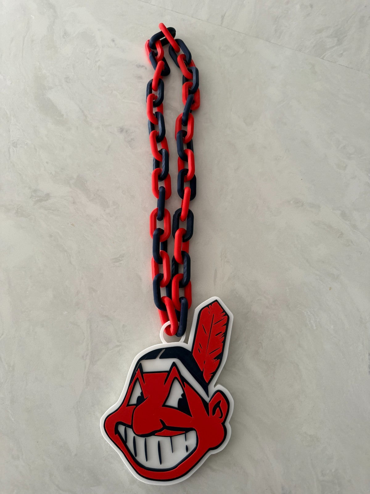 Cleveland Chief Wahoo Oversized Logo Necklace And Chain