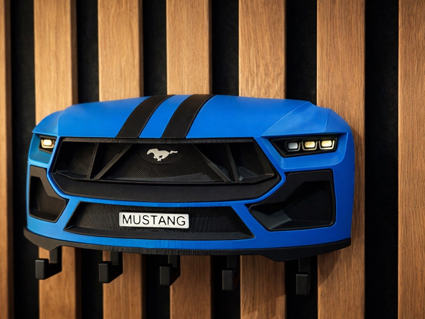 3D Printed Mustang Front Grill Wall Key Holder - Custom Modern Car Decor