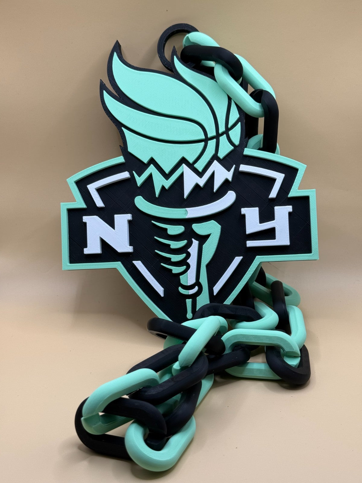 New York Liberty Oversized Necklace Hype Turnover Chain WNBA HandMade 3D Printed