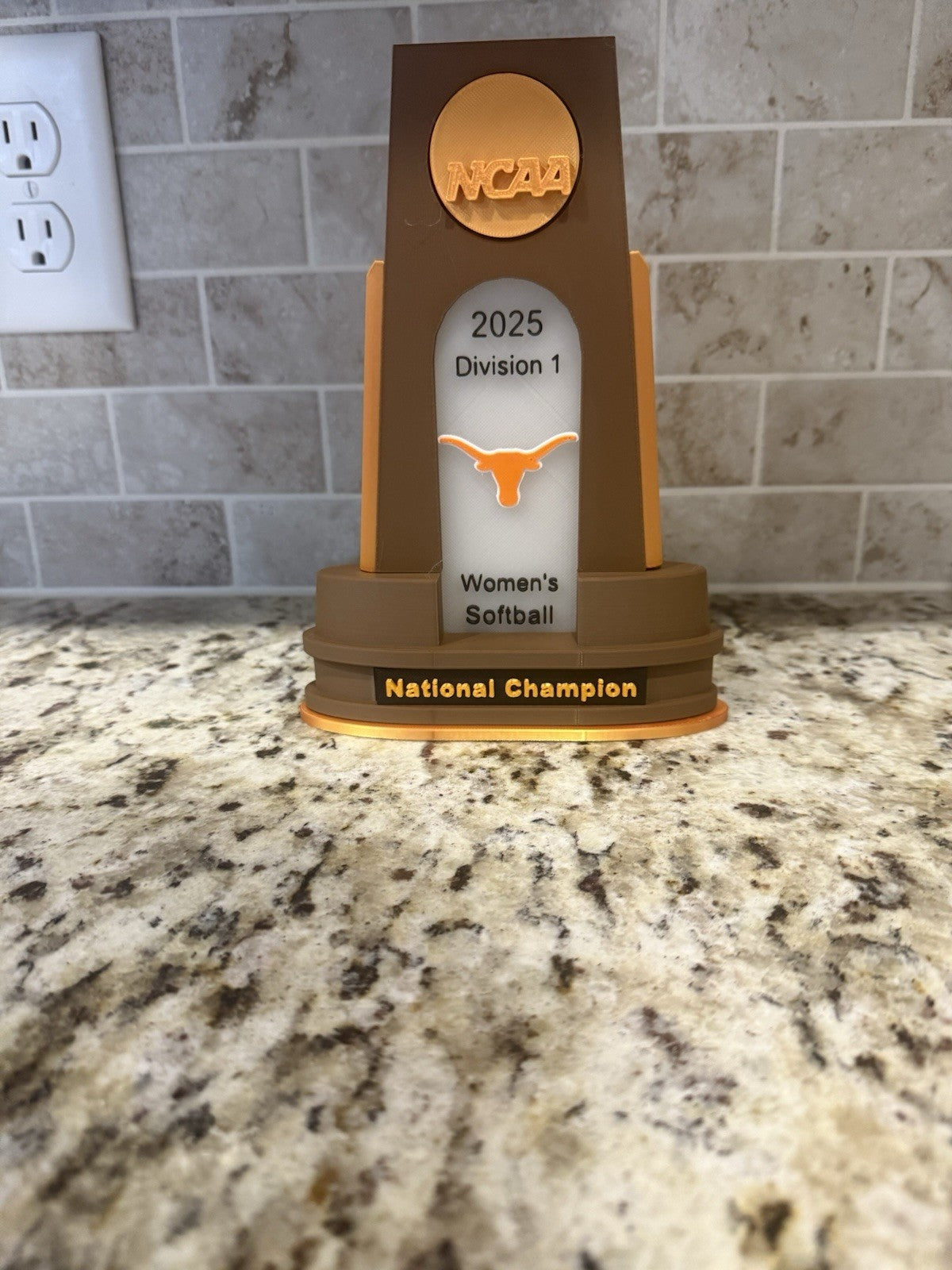 2 Texas longhorns 2025 and 2026 softball national champion trophy 3d printed pla