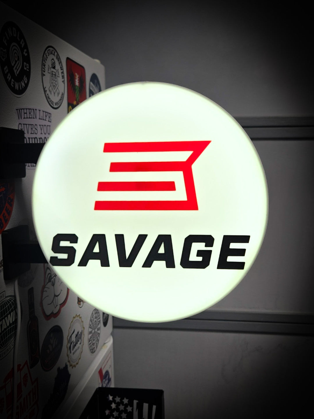 SAVAGE FIREARMS 12 Inch Light Box LED Sign 3D Printed Wall Decor Man Cave Garage