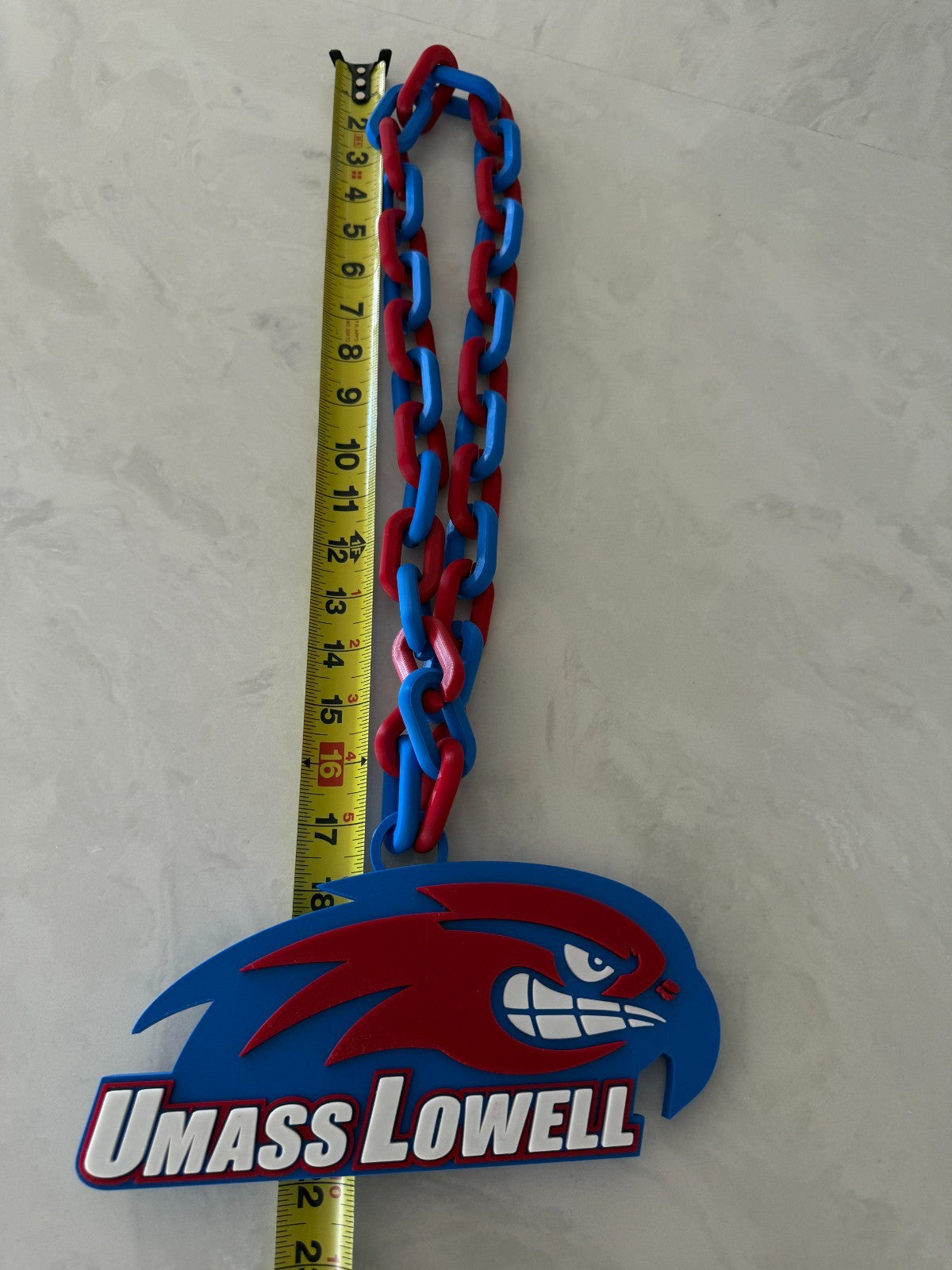 UMass Lowell River Hawks Oversized Necklace, Hype Chain Handmade 3D Printed