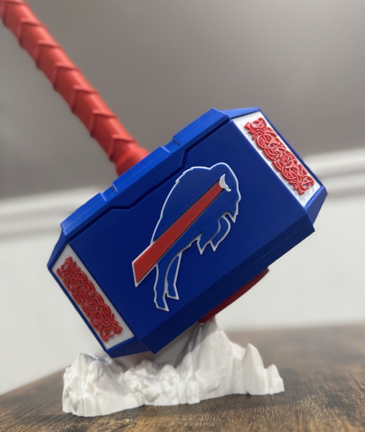 *CUSTOM LOGO* Buffalo Bills Thor Hammer & Rock Stand NFL New York Sports Gifts