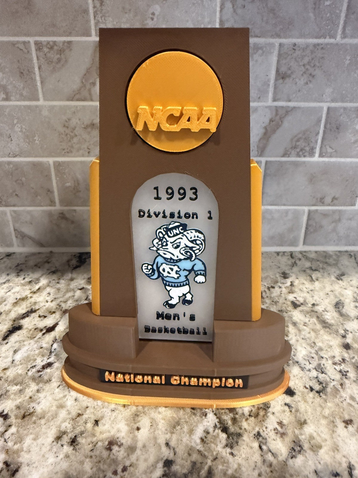 North Carolina Tar heels 6 national champion trophies 3d printed  basketball