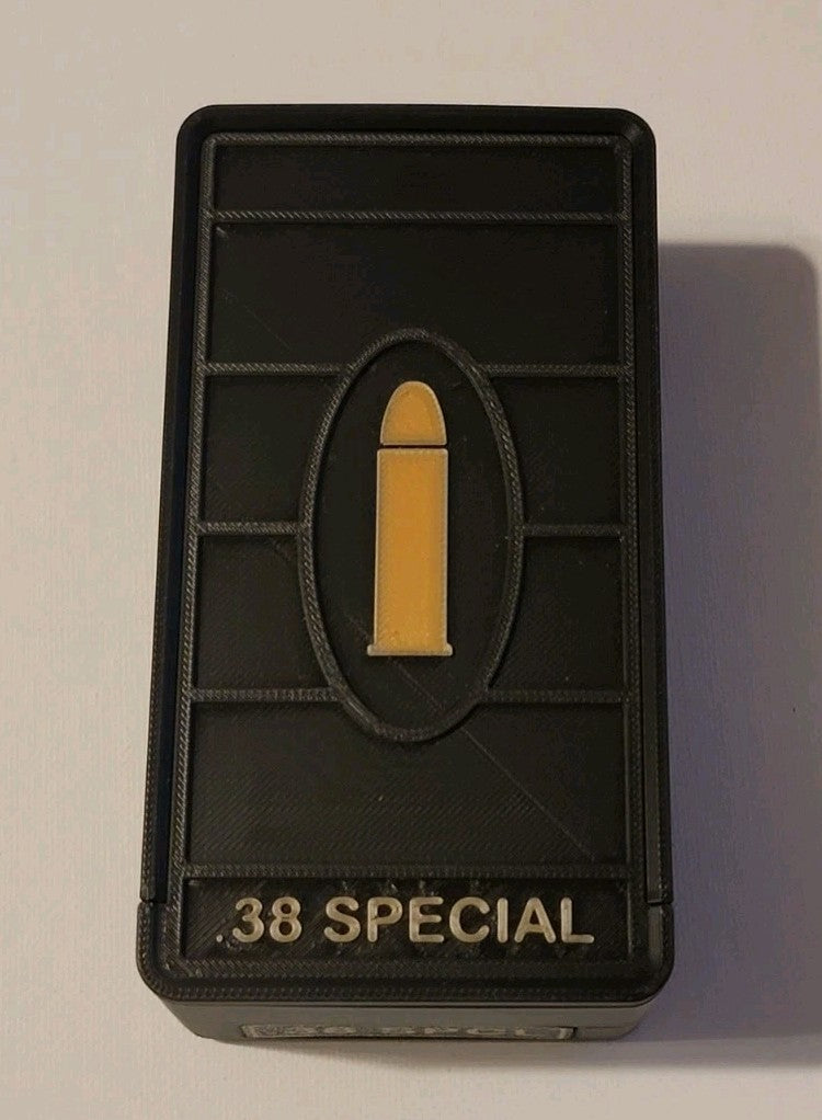 38 Special 50 Rd Ammo Box Holder Slide Lid 3d Printed Black Gold