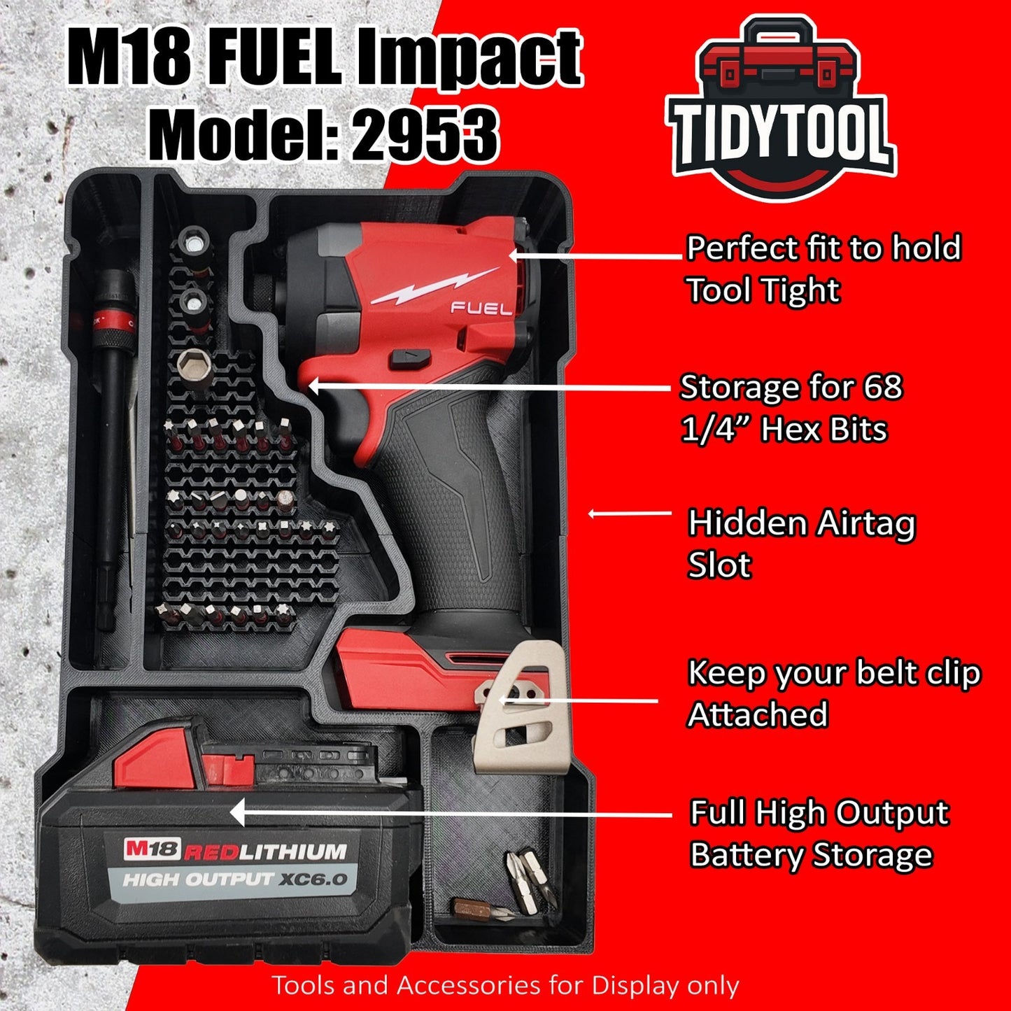 M18 Fuel 1/4" Hex Impact Driver Organizer for Milwaukee Compact Packout insert