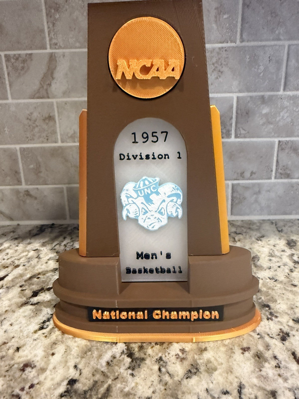 North Carolina Tar heels 6 national champion trophies 3d printed  basketball