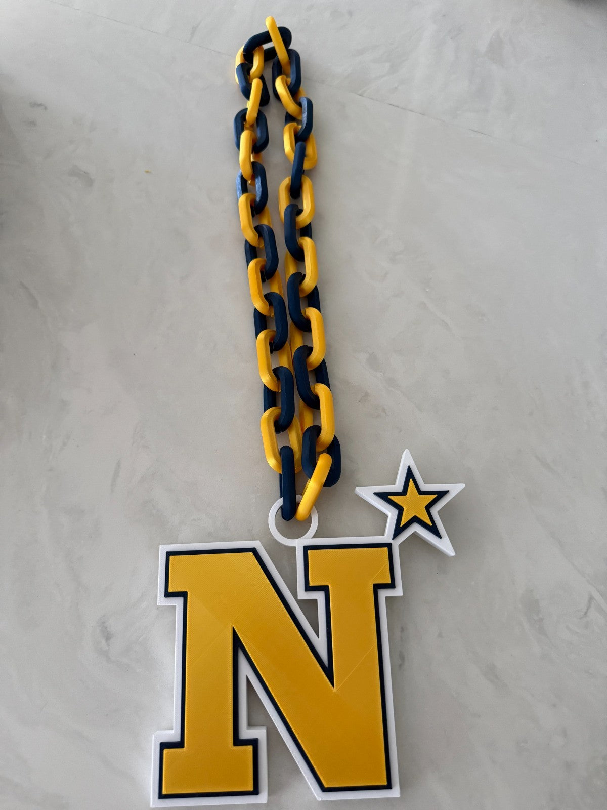 Navy Midshipmen Logo Necklace Oversized Turnover Chain HandMade 3D Printed
