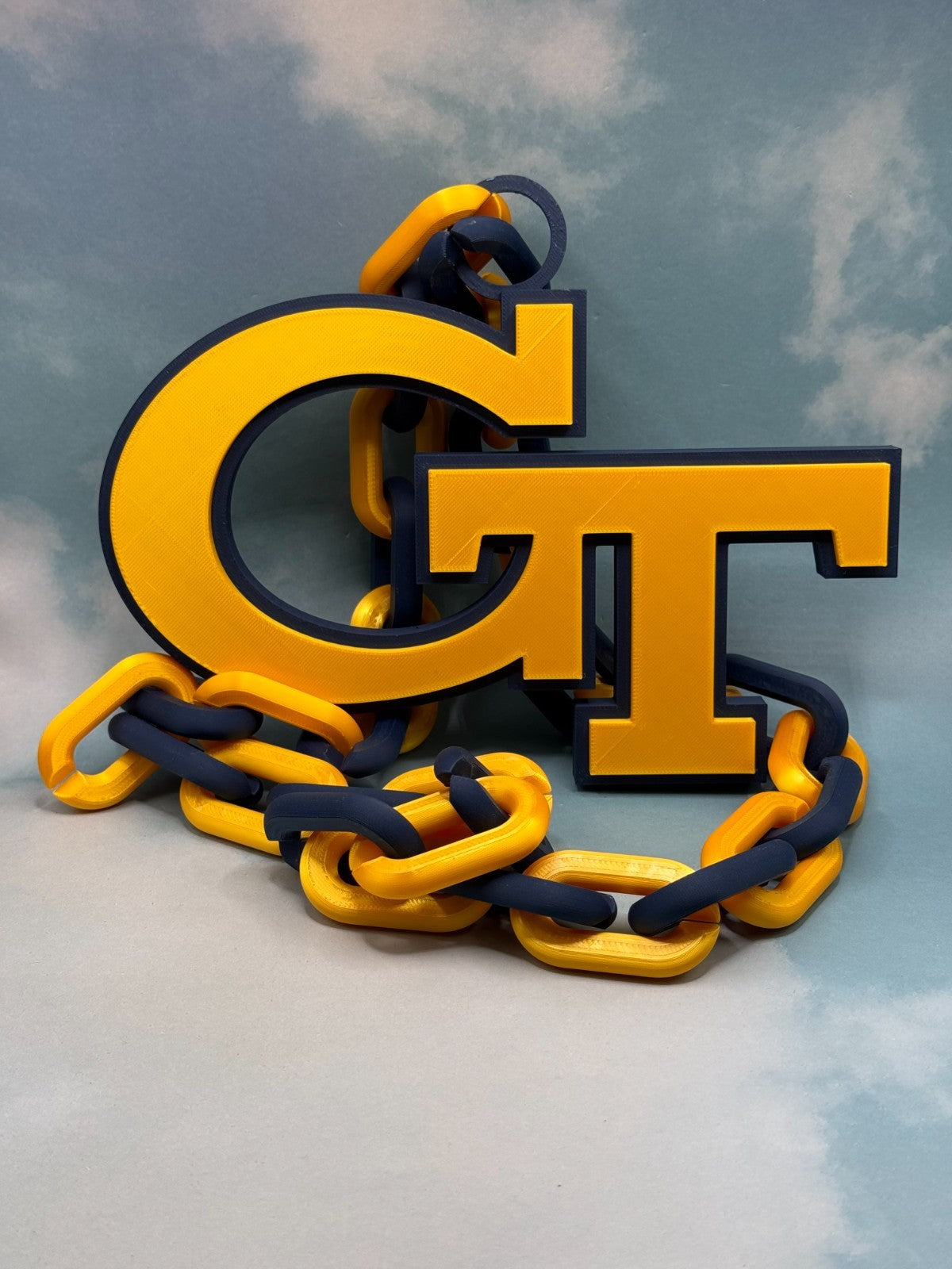 Georgia Tech Yellow Jackets Oversized Turnover Chain Necklace Handmade