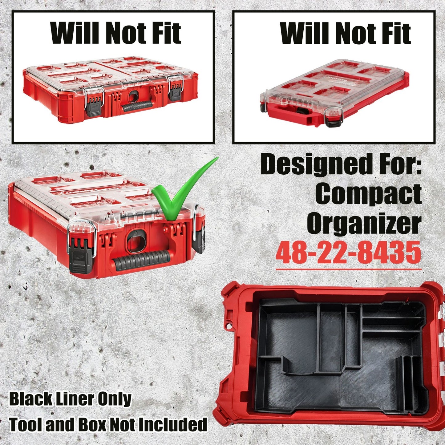 M12 Detail Sander Organizer for Milwaukee Compact Packout (Insert Only)