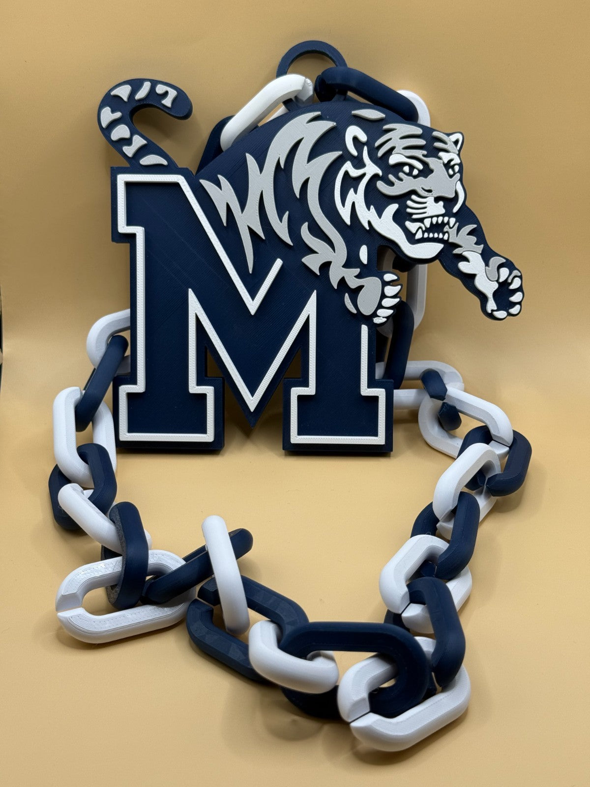 Memphis Tigers Logo Necklace Oversized Turnover Chain HandMade 3D Printed