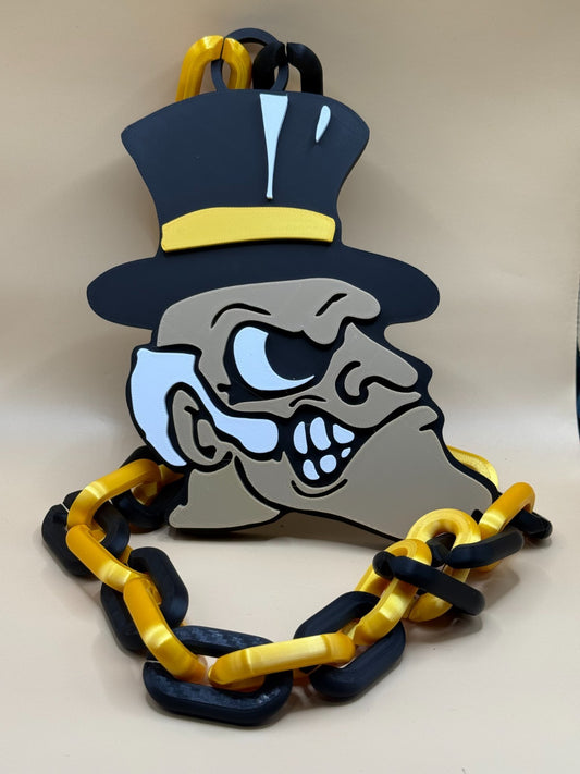 Wake Forest Demon Deacons Logo Oversized Necklace Pendant Chain HandMade 3D